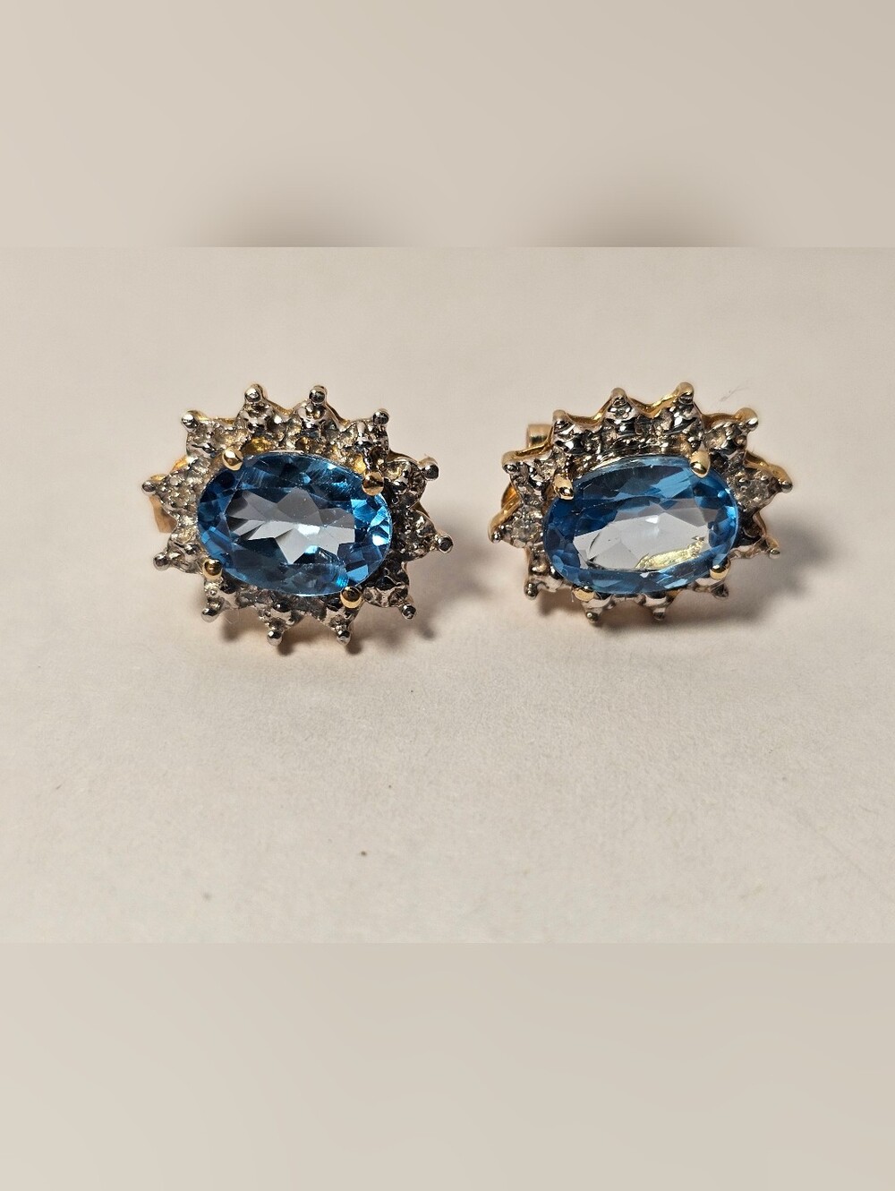 10k Yellow Gold, Topaz and Diamond Earrings